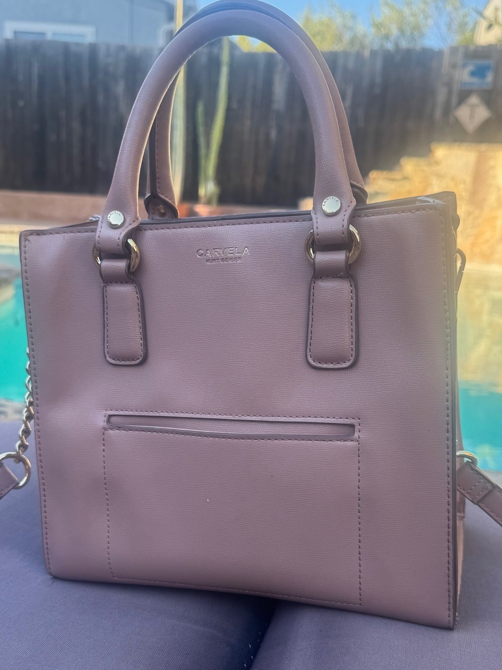 Carvela Kurt Geiger Mauve Pink Structured Satchel Crossbody Bag GUC - Picture 1 of 16